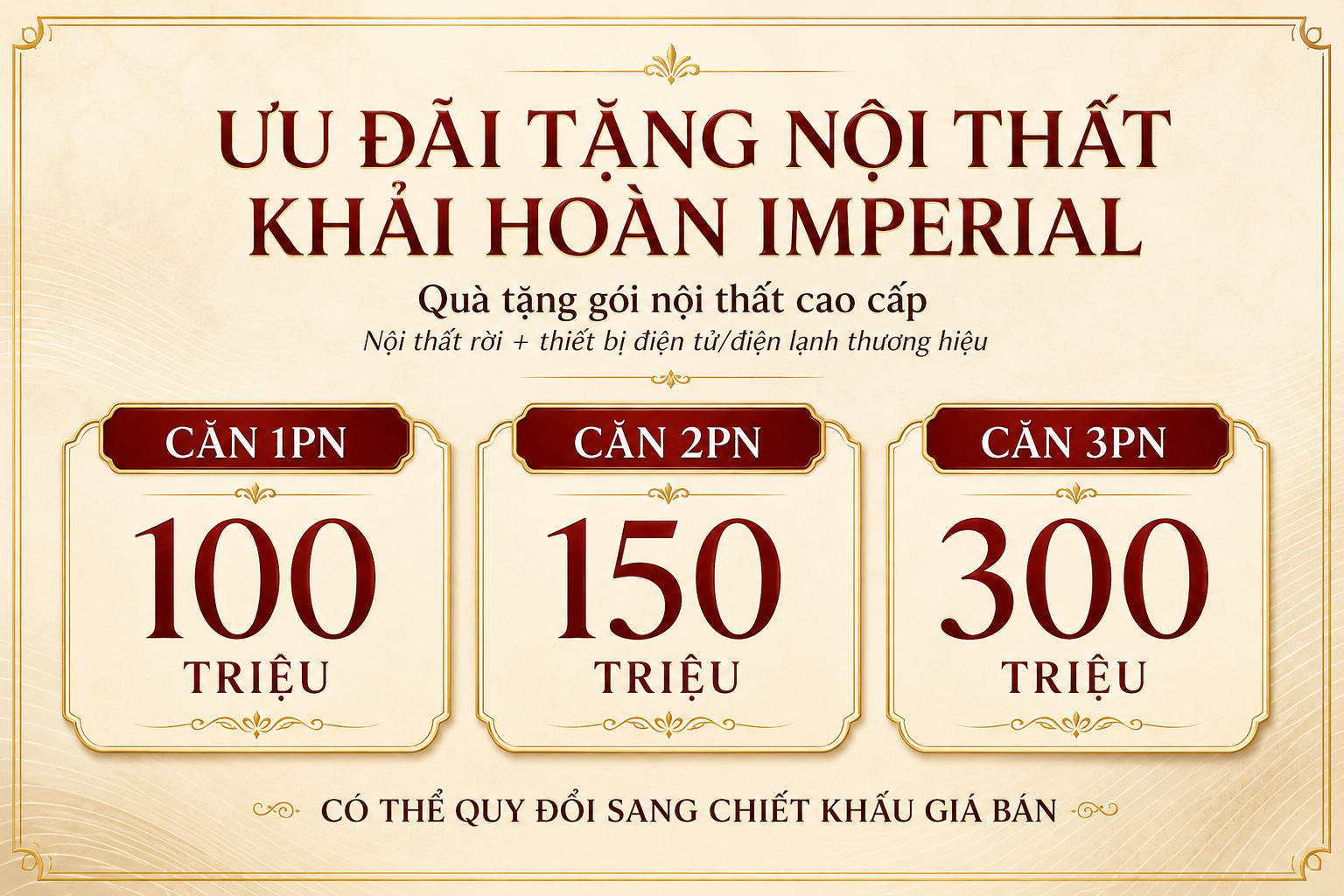 Ưu đãi tặng nội thất Khải Hoàn Imperial trị giá đến 300 triệu đồng