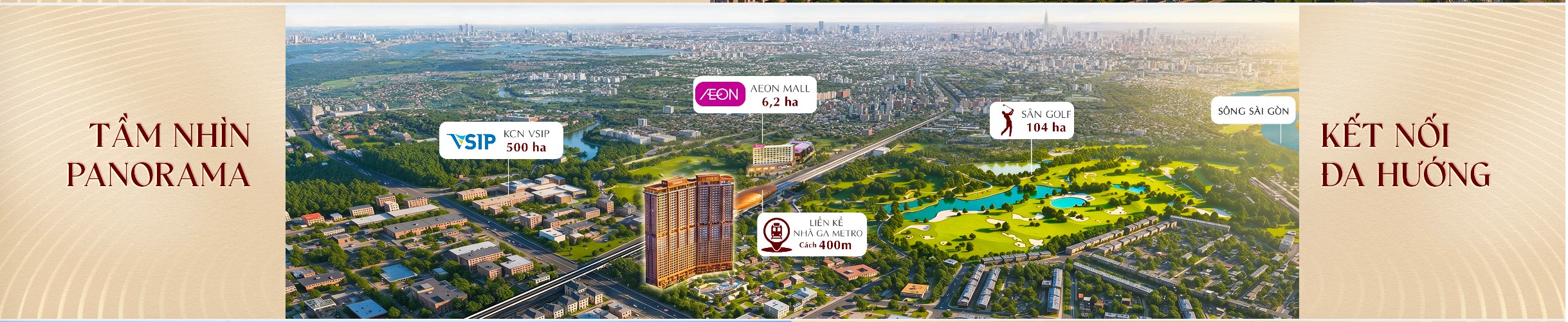 Khải hoàn imperial đối diện Aeon Malll và Sân Golf Sông Bé